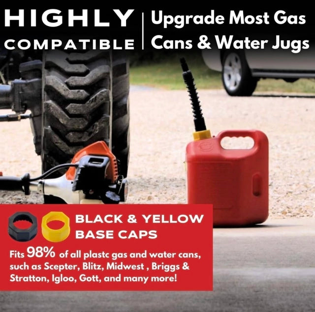 3pk Gas Spout Replacement Replace Old Gas Can Fill Kit Fuel Diesel Water black